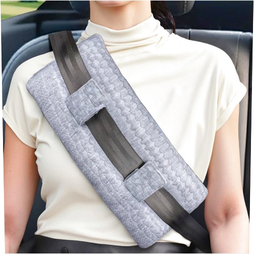 HANDSOME MONKEY KING Seat Belt Pillow Post Surgery, Port Pillows for Chemo Patients Seatbelt Cushion with Pocket for Ice Hot Pack, Mastectomy Hysterectomy Pacemaker pillow, After Heart Surgery Recovery Gifts (Grey, Large)