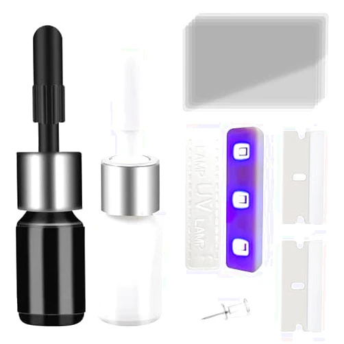 Filmer Windshield Repair Kit,Windshield Chip Repair Kit,Windshield Repair Kit For Chips And Cracks,2 Bottles Of Glass Nano Repair Fluid Kit And A Quick Repair Light,For Windshield Crack Repair,Star Cracks