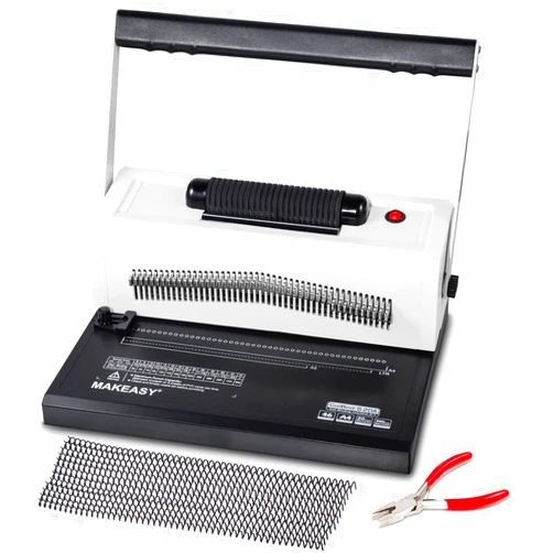 MAKEASY Spiral Coil Binding Machine with 46 Fully Disengaging Pins - Electric Coil Inserter - Adjustable Side Margin, Comes with Free 1 Box Coil Spines & Plier, 20 Sheet Punch Capacity