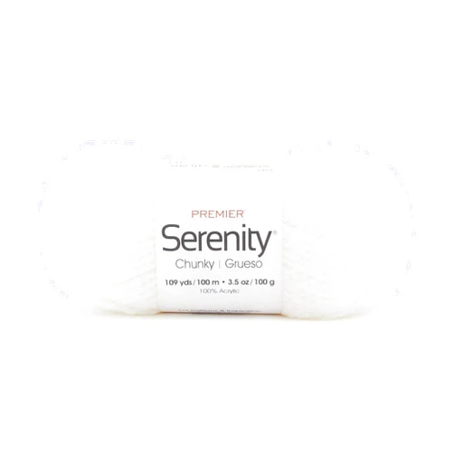 Premier Yarns Serenity Chunky Yarn, Crocheting and Knitting, Ideal for Beginners and Experienced Crafters, Acrylic, Cloud Dancer, 3.5 ounce, 109 Yards