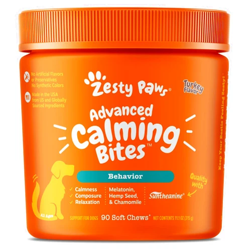 Zesty Paws Calming Chews for Dogs Composure & Relaxation for Everyday Stress & Separation Advanced Melatonin 90 Count
