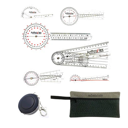 AnthroFlex 8 Piece Goniometer Set with 6 Goniometers, Tape Measure, Transport Bag