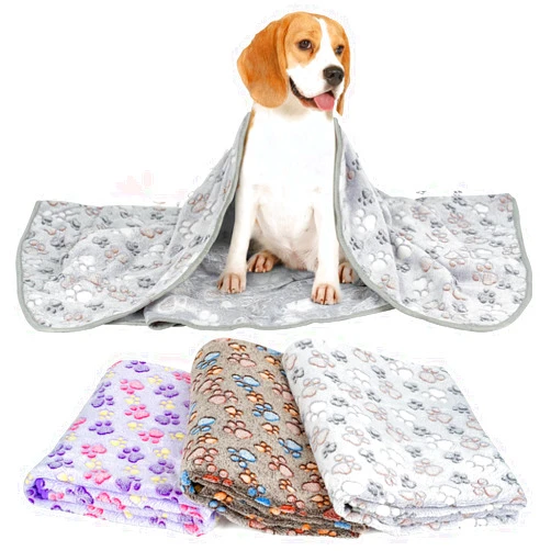 PJYuCien Dog Blankets (Purple/Gray/Brown-Paw, 23x16 inch)