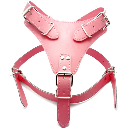 Haoyueer New Black&Red&Pink&Brown Soft Plain Leather Dog Harness Medium Dog Chest for 21-30