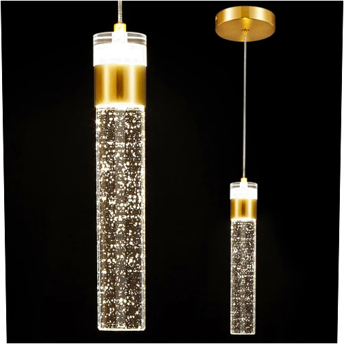 CCYCOL Gold Pendant Light Crystal Pendant Light Fixtures for Kitchen Island Lighting 4000K LED Modern Adjustable Chandelier Hanging Bubble Pendant Lighting (1Pack)