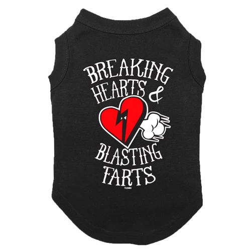 Tcombo Breaking Hearts & Blastings Farts Dog Shirt (Black, 3X-Large)