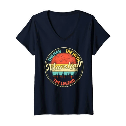 Visit Our Legendary Store With Custom Name Apparel Womens Marshall The Man The Myth The Legend Men Personalized Name V-Neck T-Shirt