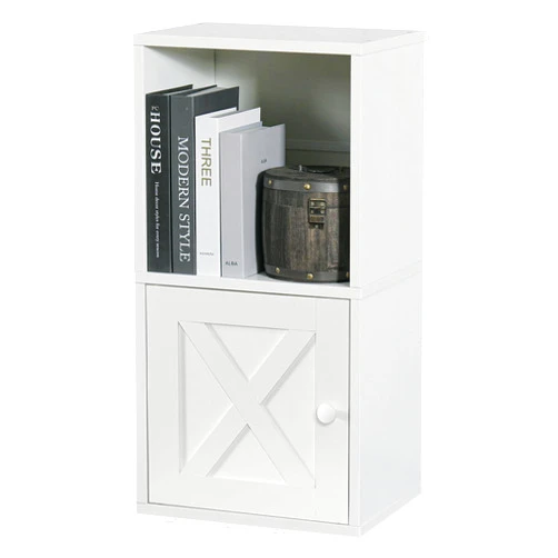 FUSUNBAO Magic DIY Storage Organizer, Stackable Cubes for Small Room Organization, Wooden Boxes, Modern Bookshelves, Shelves for Home Books Clothes Toys (Pure White-Washed, General+Door Cube)