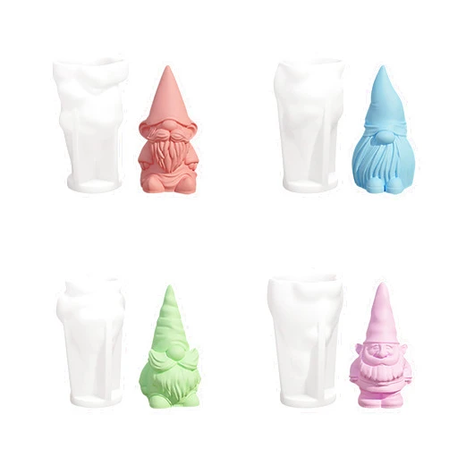 AONYAYBM 4 Pcs 3D Gnome Silicone Molds, Faceless Santa Claus Silicone Candle Molds, Christmas Gnome Mold Santa Candle Mold, DIY Paint Your Own Dwarf Candle, Home Decor