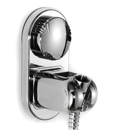 RIVOODS Suction Cup Handheld Shower Head Holder - 5 Angles Adjustable - Unique Horizontal Setting - Large Shower Head Supports, Relocatable - Wall Mounted with Vacuum Power (Chrome)