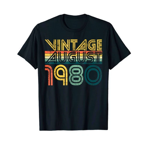 Forty Year Old Gifts 40th Birthday Apparel Classic 40th Birthday Gifts 40 Years Old Vintage August 1980 T-Shirt