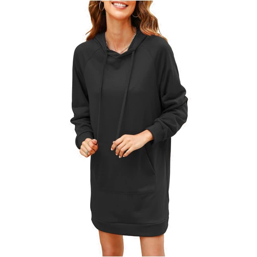 WOAIVOOU Women Oversized Hoodie Dress Casual Sweatshirt Dress with Hood Pullover Long Hoodie with Kangaroo Pocket