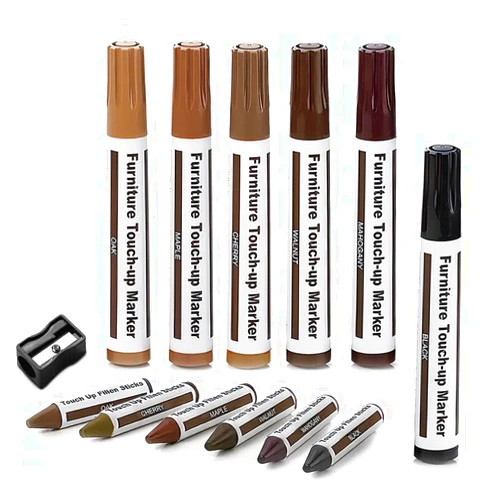 FlyBunny Wooden Furniture Floor Scratch Repair Markers and Wax Sticks for Stains, Scratches, Wood Floors, Tables, Desks, Carpenters, Bedposts, Touch Ups, and Cover Ups (Set of 13)