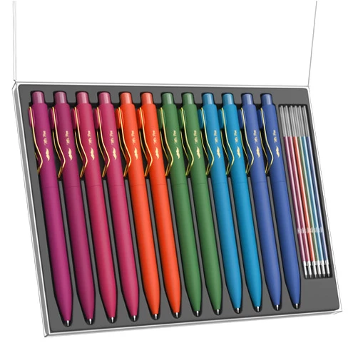 Mr. Pen- Ballpoint Pens with Case, 12 Pack, Colorful Ink, 12 Refills, 0.7mm Cute Ballpoint Pens Assorted Color Ink, Cute Pens for Journaling, Aesthetic Pens Ballpoint Smooth Writing Pens