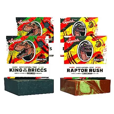 Dr. Squatch Jurassic Park Collection Men's Natural Soap - 4-Pack Bundle - King of the Briccs and Raptor Rush - Natural Bar Soap for Men