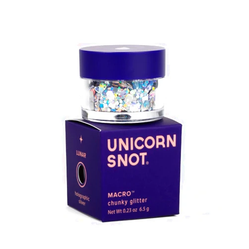 Unicorn Snot Macro Glitter - Face & Body Glitter - Cosmetic Grade Large-Particle Loose Glitter for Halloween Costume Makeup - Glitter Makeup Safe for Face, Easy Application & Removal - Silver (Lunar)