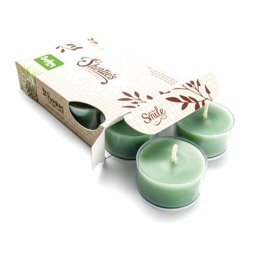Shortie's Candle Company Bayberry Fir Premium Tealight Candles - Highly Scented with Essential Oils - 6 Green Tea Lights - Beautiful Candlelight - Made in The USA - Christmas & Holiday Collection