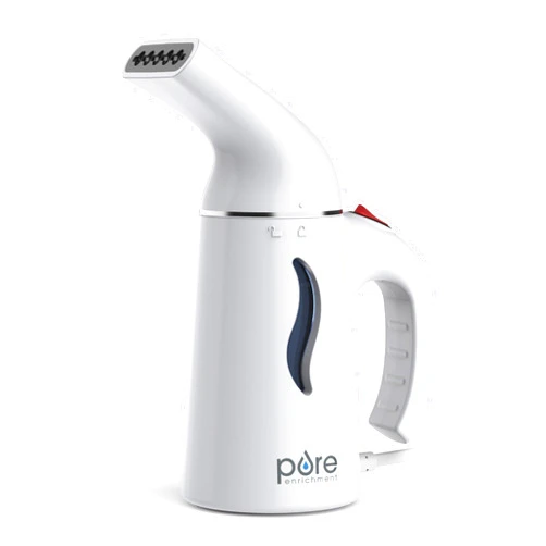 Pure Enrichment® PureSteam™ Portable Fabric Steamer - Handheld Travel Steamer Removes Wrinkles & is Safe on All Fabrics - Fast-Heating, Lightweight, Auto Safety Shut-Off, & Long-Reach Cord (White)
