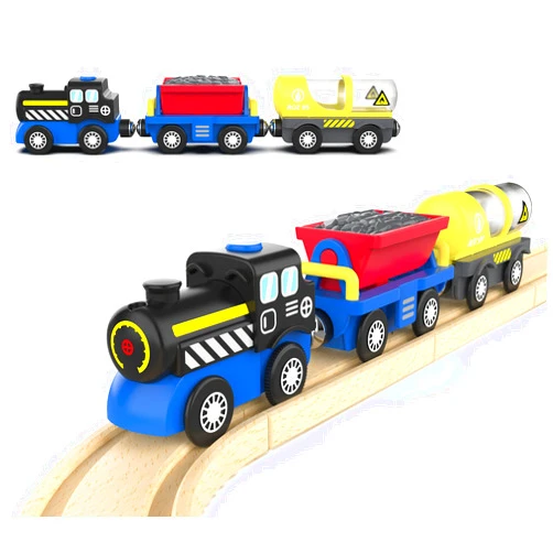 Z MAYABBO Train Accessories Battery Operated Locomotive Train, Engineering Train Fits All Train Set for Toddlers, Engine Powerful Train Toys for Wooden Railway System, Train for Kids