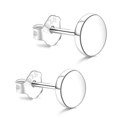 CUTEFEEL White Gold Plated Sterling Silver Dot Stud Earrings 3mm-10mm Options, Flat Round Disc Studs Hypoallergenic Jewelry