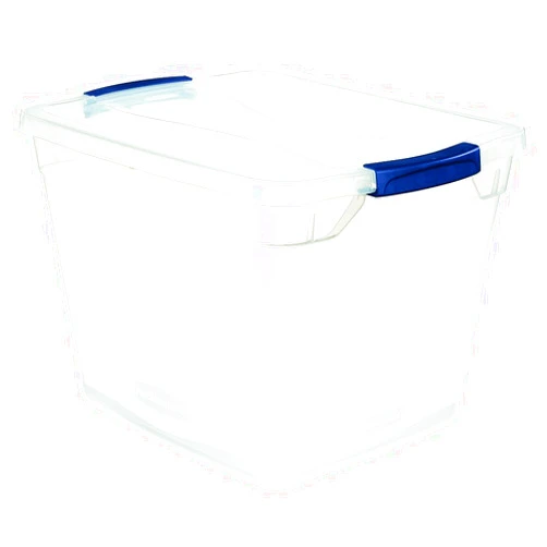 Rubbermaid Clever Store Latching Storage Tote Container, Clear, 30-Qt (FG3Q2500CLMCB)