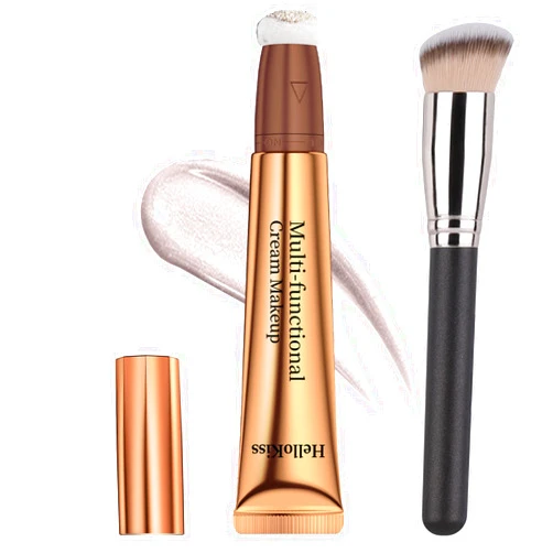 Arindar Contour Beauty Wand,Liquid Face Concealer Contouring Highlighter Blusher Stick with Cushion Applicator, Blush Contour Bronzer Wand, Natural Lightweight Blendable Face Shades Stick (05 Pearl White)
