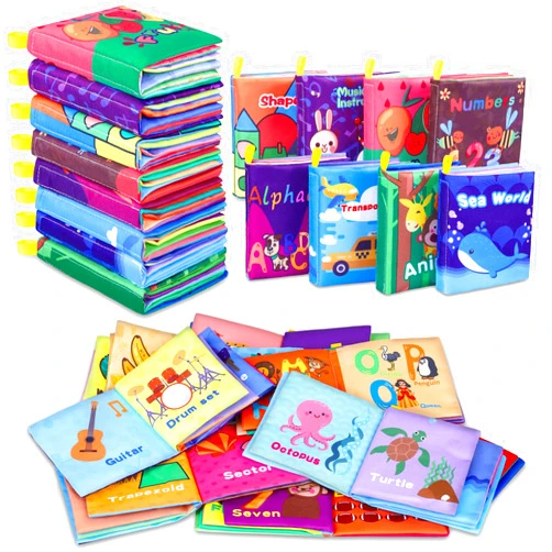 Toyk Baby Bath Books, Nontoxic Fabric Soft Baby Cloth Books, Early Education Toys, Waterproof Baby Books for Toddler, Infants Perfect Shower Toys, Kids Bath Toys Birthday Gift (Pack of 8)
