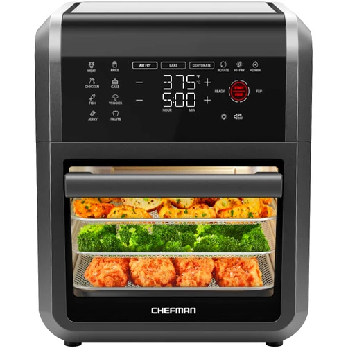 Chefman 12-Quart 6-in-1 Air Fryer Oven with Digital Timer, Touchscreen, and 12 Presets - Family Size Countertop Convection Oven, Dishwasher-Safe Parts