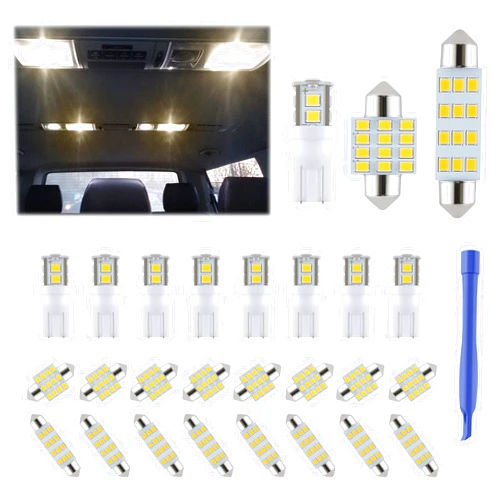 IFunyLED 24 Pieces Dome Light LED Car Interior Bulb Kit Set 194 T10 DE3175 578 31mm 42mm Bulbs Interior Replacement Lights for Car Map License Plate Door Side Marker Cornering Trunk Light - Warm White
