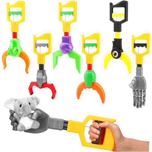Woanger 6 Pcs Interactive Toy Grabber, Robot Hand and Robotic Claw Various Styles Set Plastic Animal Claw Grabber Robotic Hand Grabbing Tool for Fun Early Learning Gift and Eye Hand Coordination, 12''
