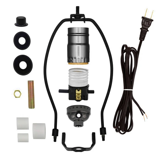 Creative Hobbies Lamp Kit for Liquor Bottles, Wine Bottles - Includes All Adapters, Socket, Cord and Harp (Black)