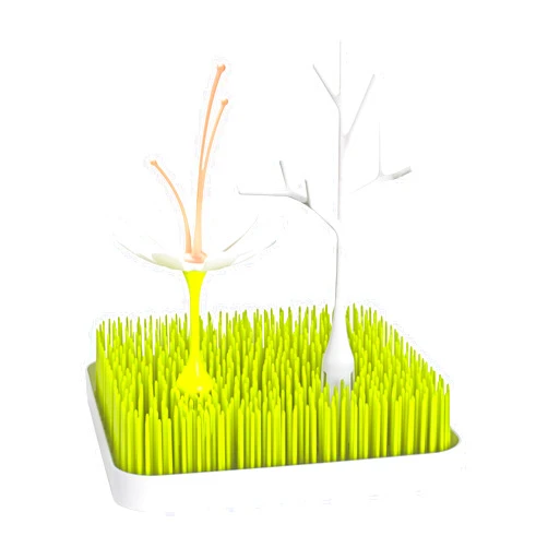 Boon Grass Countertop Drying Rack Bundle - Includes Grass, Stem, and Twig - Capacity for 4 Baby Bottles and Baby Accessories - Baby Bottle-Feeding Supplies - 9.5 x 9.5 x 3