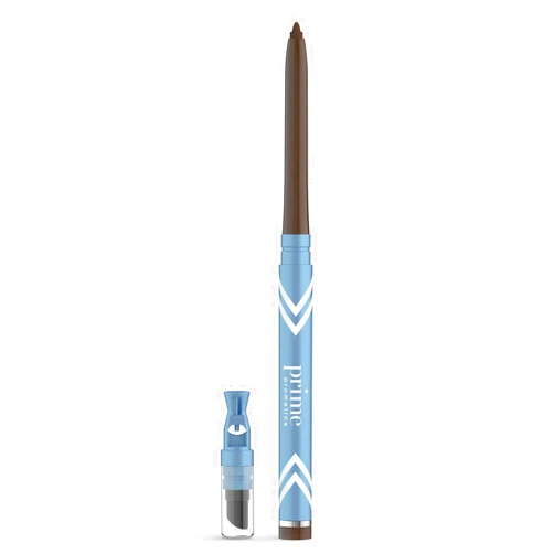 PRIME PROMETICS PrimeEyes Glide Eyeliner for Mature Women – Water-Resistant, Long-Stay and Mess-Proof – Gel Cream Texture, Discreet Sharpener and Effective Smudger (Wood (brown))