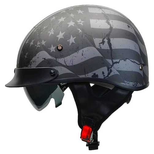 Vega Helmets Warrior Motorcycle Half Helmet w/Sunshield, Patriotic Flag Graphic XS (7817-051)