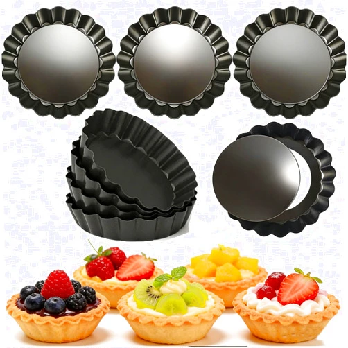 DATANYA 12Packs Mini Tart Pans 4 Inch Tart Pan Removable Bottom Round Nonstick Quiche Pan, Heavy Duty Fluted Side for Pies, Mousse Cakes, Dessert Baking