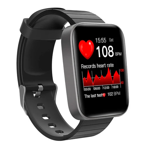CHOKOVIE Smart Watch, Fitness Tracker with Heart Rate Monitor, Blood Oxygen Meter, Body Temperature Thermometer, Sleep Tracking, IP67 Waterproof, Step Counter Running Watch for Men Women, Black