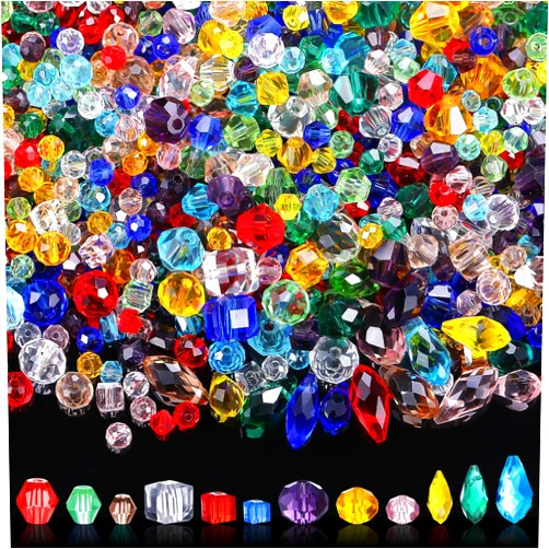Kigeli 1280 Pcs Glass Beads Bulk Assorted Crystal Beads for Jewelry Making Faceted Teardrop Rondelle Briolette for DIY Crafts Necklace Wristband Earring Kit(Colorful)