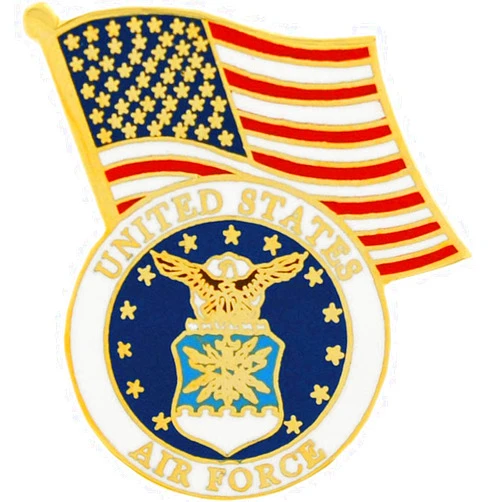 Eagle Emblems, Inc. EagleEmblems United States Air Force Logo Emblem and American Flag Lapel / Hat Pin