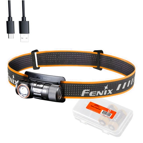 Fenix Power Bundle HM50R v2.0 Headlamp Bundle with 2X ARB-L16, 700 Lumen USB-C Rechargeable, Lightweight with Red Light and Lumentac Organizer
