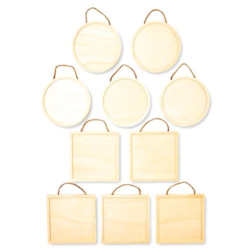 Martha Stewart, Circle and Square Wood Plaque Set, 10 pcs
