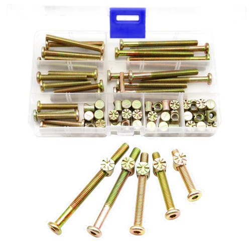 CSeao M6 Baby Crib Bolts Replacement Kit, cSeao 50pcs M6x30mm/ 40mm/ 50mm/ 60mm/ 70mm Zinc Plated Socket Cap Screw Kit for Chairs Bunkbed Cot Furniture