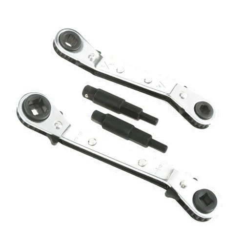 gohantee Hvac Service Wrench Tools Air Conditioner Valve Ratchet Wrench 3/16” to 3/8” 5/16'' x 1/4'' with 2 Hexagon Bit Adapter Kit for Air Refrigeration Tools and Equipment Repair Tools Clearance