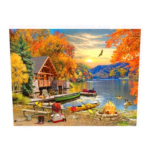 Cobble Hill Puzzle Company Ltd. Cobble Hill 1000 Piece Puzzle - Lakeside Retreat - Sample Poster Included