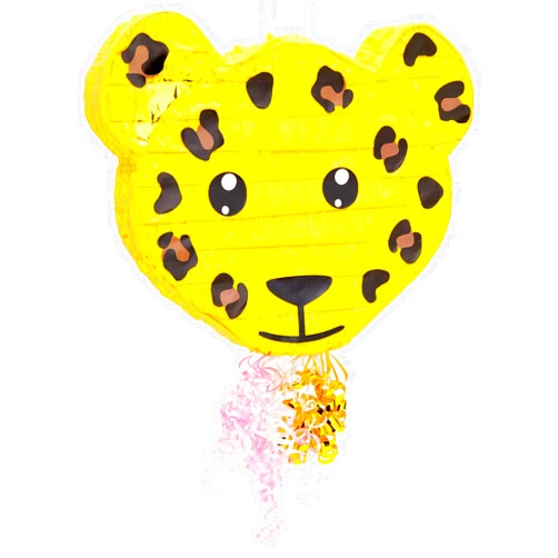 BLUE PANDA Pull String Leopard Pinata for Jungle Safari Animal Birthday Party Decorations - Leopard Print Pinata (Small, 16.5 x 13 x 3 Inch)
