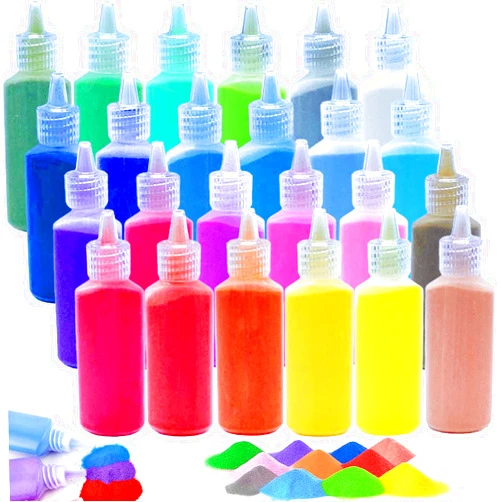 Guuozzli 24 PCS Art Sand,1.24 oz Colored Sand Bottles,Sand Arts and Crafts Kit,Scenic Sand for Kids,DIY Sand Painting,Wedding Decoration