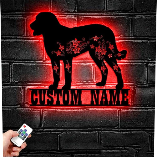 CUCMETALSIGN Personalized Neon Sign, Custom FLoral Chesapeake Bay Retriever Metal Wall Art LED Light - Personalized Flower Dog Lover Name Sign Home Decor - Ideal for Home Decor, 6x6, Style 1