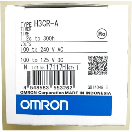 OMRON H3CR-A AC100-240/DC100-125 0.05 SEC - 300 Hours, 100-125 V DC, 100-240 V AC (50/60 HZ), 11-PIN, DPDT Relay Output, Multi-Function, NO-Voltage Input, Solid-State Timer, Suggested Replacement for