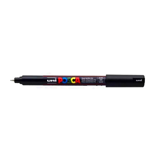 Posca Uni Pc-1Mr Black Colour Paint Marker Pens Ultra Fine 0.7Mm Calibre Nib Tip Writes On Any Surface (Single Pen)