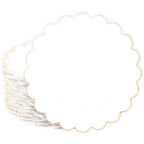Sparkle and Bash Bridal Shower Plates - 9 in, White Plastic, 50 Pack, Gold Scalloped Edge - Disposable Plates for Weddings - Baby Showers & Tea Parties - Decorative Scalloped Serveware