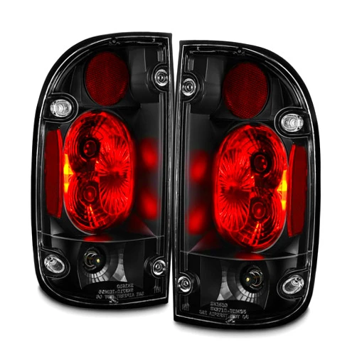 SHEQUANMEI 2pcs Tail Left Right Side Clear Lens Housing Extended Truck JDM Tail Brake Lights for Toyota for Tacoma DLX 01-03 & Base/Pre Runner/S-Runner 01-04, HFVA80140-5_111-TT01-BK